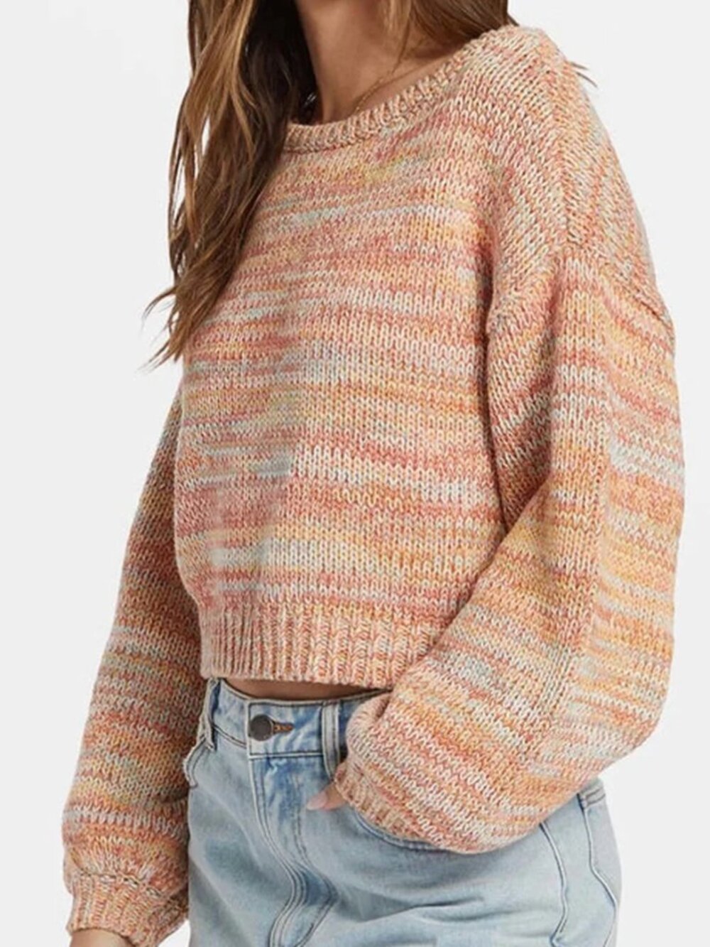 Billabong Vivid Sun Marled Space Dye Cotton Sweater Multi Women's M $80